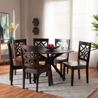 Baxton Studio Miela-Dark BrownWalnut-7PC Dining Set Baxton Studio Miela Modern and Contemporary Two-Tone Dark Brown and Walnut Brown Finished Wood